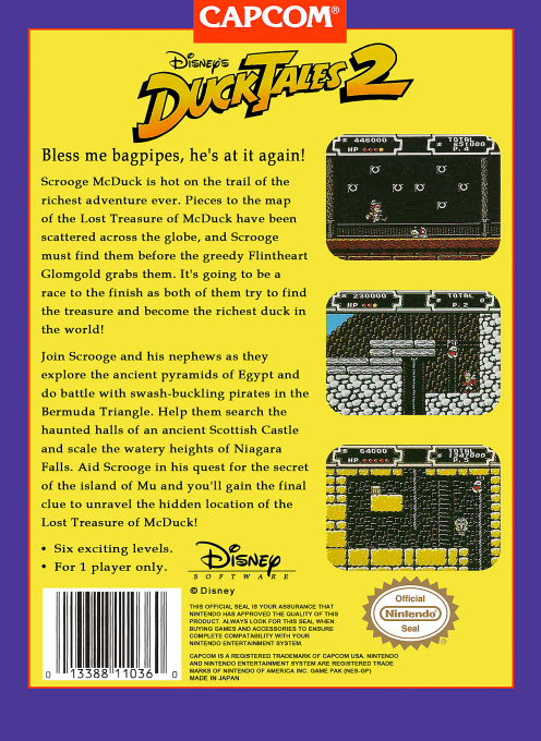 Duck Tales 2 box art for NES